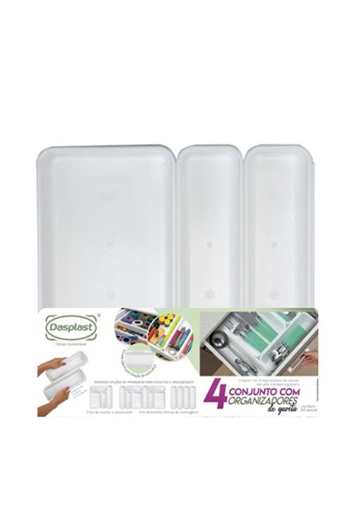 Conjunto de Organizadores Dasplast 4 Peças Plástico Branco