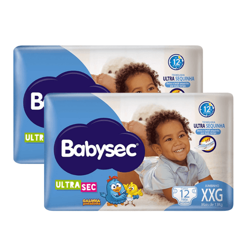 Kit 2 Fraldas Babysec Ultrasec Jumbinho Galinha Pintadinha XXG com 12 unidades