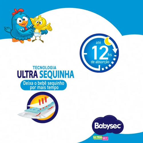 Kit 3 Fraldas Babysec Ultrasec Jumbinho Galinha Pintadinha XXG com 12 unidades