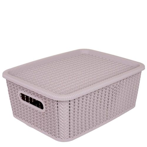 Caixa Organizadora 12.5L com Tampa São Bernardo Rattan OR24 Concreto