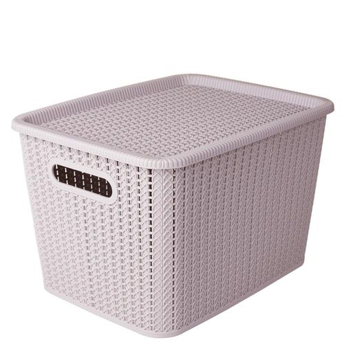 Caixa Organizadora 20 Litros Tipo Rattan São Bernardo Cinza