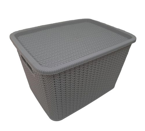 Caixa Organizadora 20 Litros Tipo Rattan São Bernardo Cinza
