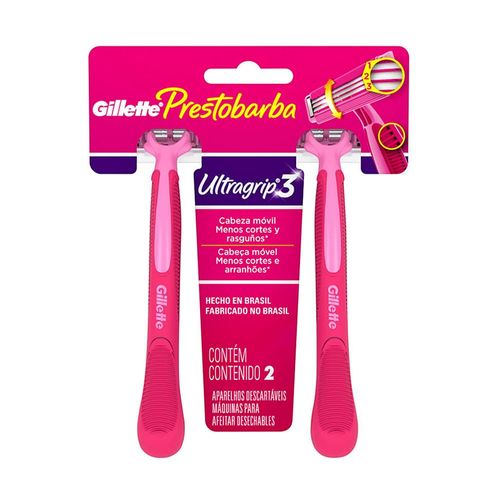 Aparelho Prestobarba Ultragrip3 Gillette Feminino com 2 unidades