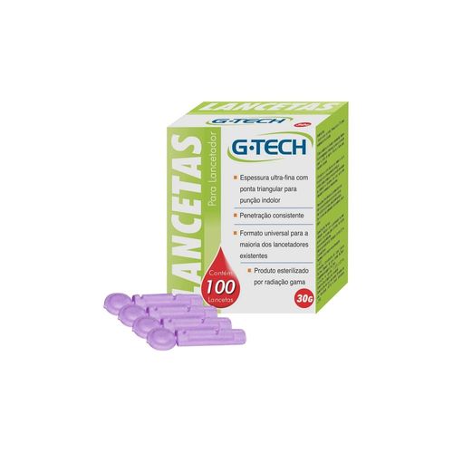 Lancetas G-Tech 30g com 100 Lancetas