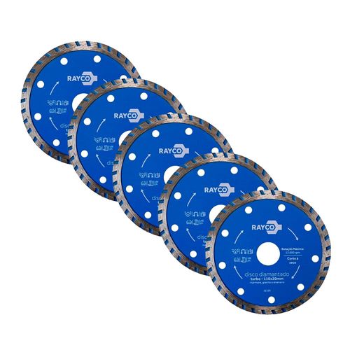 Kit 5 Discos Diamantado Turbo 110mm Rayco 12339