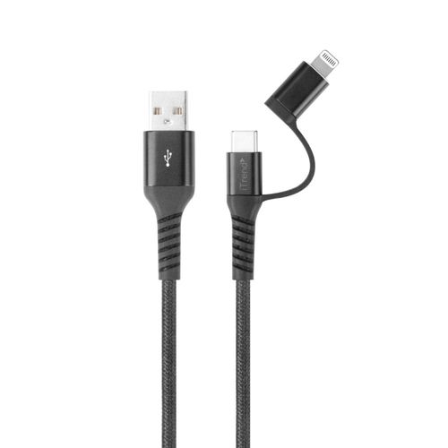 Cabo iTrend USB-A para USB-C com Adaptador Lightning Preto iT-CBA2-1