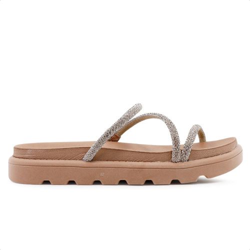 Sandália Papete Vizzano Tira Strass Feminina