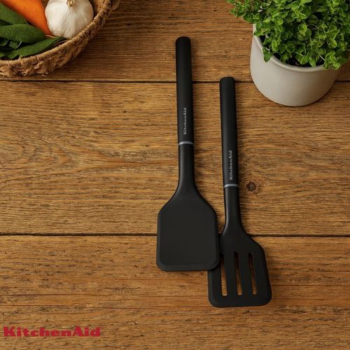 Jogo Espátula Turner e Perfurada Cozinha Preto KitchenAid