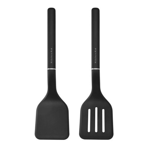 Jogo Espátula Turner e Perfurada Cozinha Preto KitchenAid