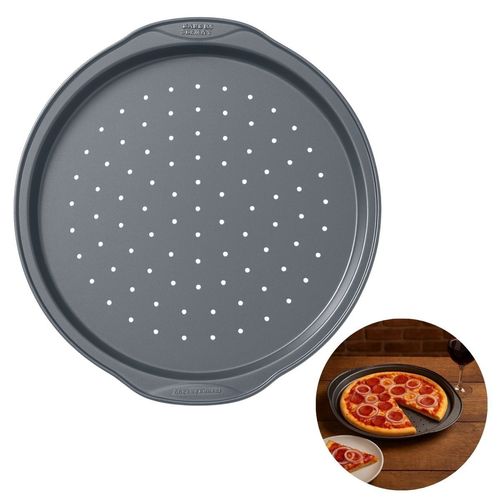 Forma Pizza Perfurada Antiaderente 39cm Pizzaiolo Massa Aço