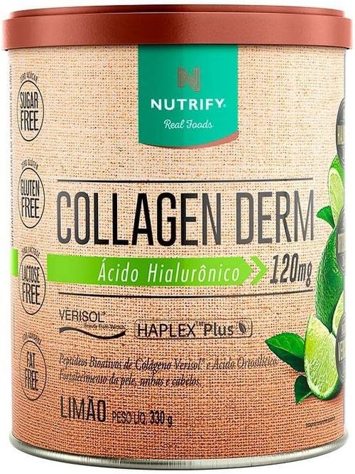 Collagen Derm Ácido Hialurônico Verisol  300G Limão Nutrify Colágeno Hidrolisado em Pó