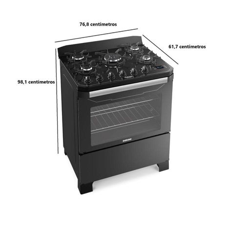 Fogão Itatiaia Itamaster 5 Bocas Digital Preto Bivolt