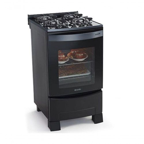 Fogão Mueller Decorato Vetro Piso 4 Bocas Preto Fosco G3 601230050 Bivolt
