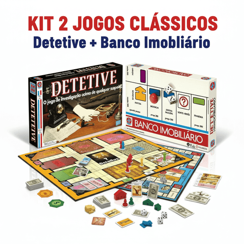 Jogo Detetive Retrô + Jogo Banco Imobiliário Retrô - Estrela Brinquedos
