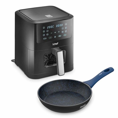 Fritadeira Elétrica Airfryer Smart Vision 6L e Panela Home Azul Saute Petit 20cm