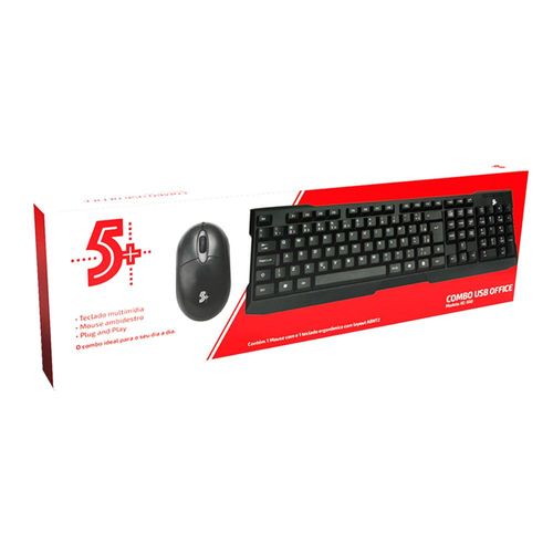 Teclado com Mouse USB 5+ Santana KC500 Preto
