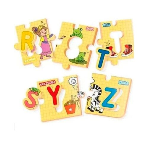 Quebra-Cabeça Alfabeto com 52 Peças Brincadeira de Criança