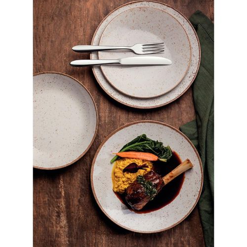 Jogo de Pratos Tramontina Rústico Marrom em Porcelana Decorada 12 Peças