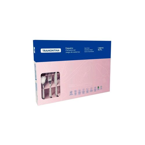 Faqueiro Tramontina Laguna 91 Peças Aço Inox com Facas de Churrasco