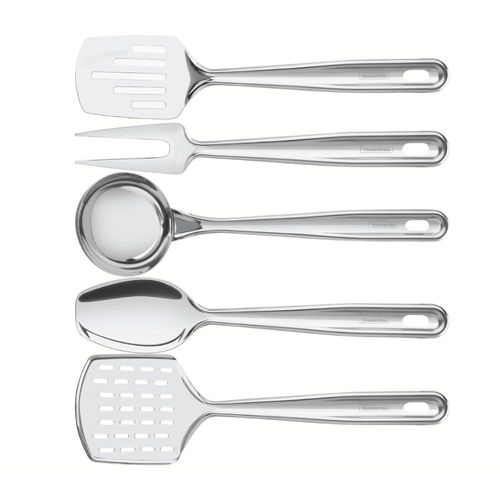 Jogo de Utensílios Tramontina Extrata Aço Inox com Suporte de Parede 5 Pçs