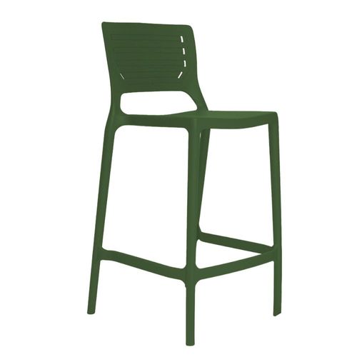 Banqueta Alta Cozinha Verde Musgo Empilhável Saturno em Polipropileno Acrilys