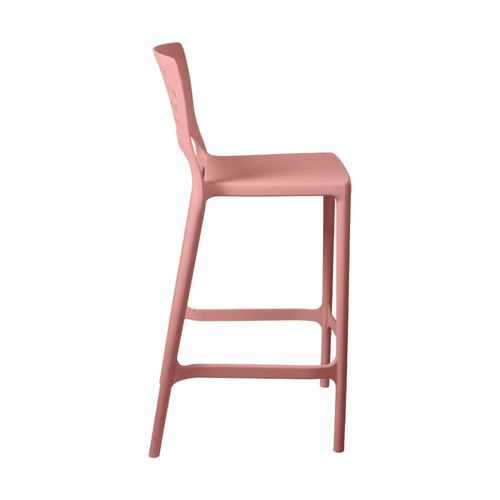 Banqueta Alta para Bancada e Cozinha Rosa Pastel Empilhável Marte em Polipropileno Acrilys