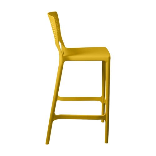 Banqueta Alta para Cozinha Amarela Empilhável Vênus em Polipropileno Acrilys