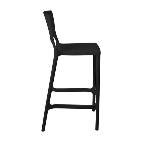 Banqueta Alta para Cozinha Preta Empilhável Vênus em Polipropileno Acrilys