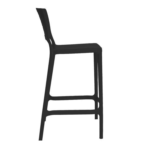 Banqueta Alta Cozinha Preta Empilhável Saturno em Polipropileno Acrilys