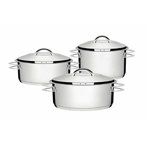 Jogo de Panelas Tramontina Solar 3 Peças Aço Inox Fundo Triplo