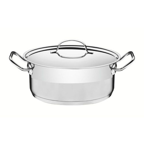 Caçarola Rasa Tramontina Professional Aço Inox 4,7L com Tampa Plana e Fundo Triplo 24cm