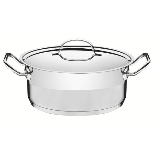 Caçarola Rasa Tramontina Professional Aço Inox 7,1L com Tampa Plana e Fundo Triplo 28cm