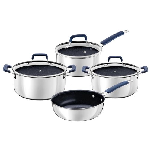 Jogo de Panelas Tramontina Romagna Aço Inox Cerâmico Black Stone 4 peças