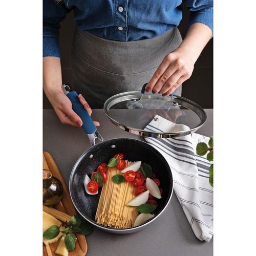Frigideira Funda Tramontina Romagna Aço Inox Revestimento Cerâmico 24 cm 3,1 L com Tampa de Vidro