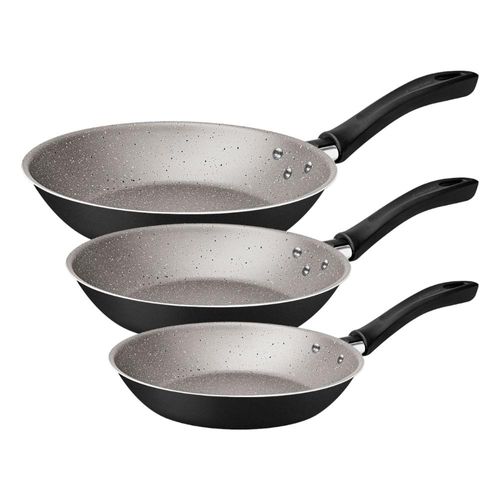 Jogo de Frigideiras Tramontina Linz 3 Peças Alumínio Antiaderente Starflon Preto