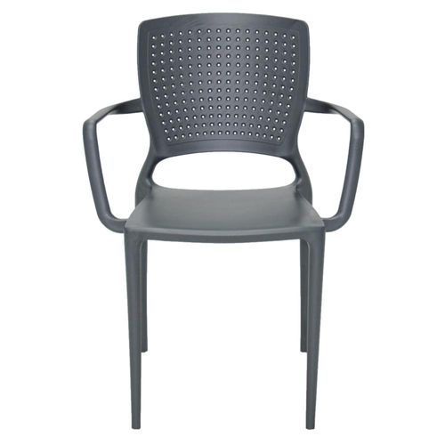 Cadeira Tramontina Safira com Braços Grafite em Polipropileno e Fibra de Vidro