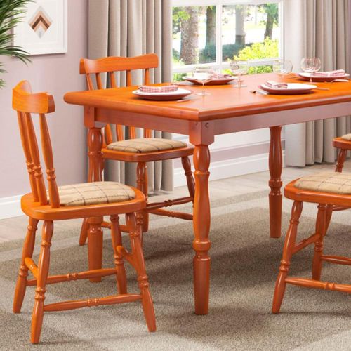 Cadeira Madeira Maçica Daiana Estofada Mel Brilho Piratini