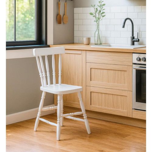 Cadeira Piratini Colonial em Madeira Maçica Branca Cadeira Piratini em Madeira Maçica Branca