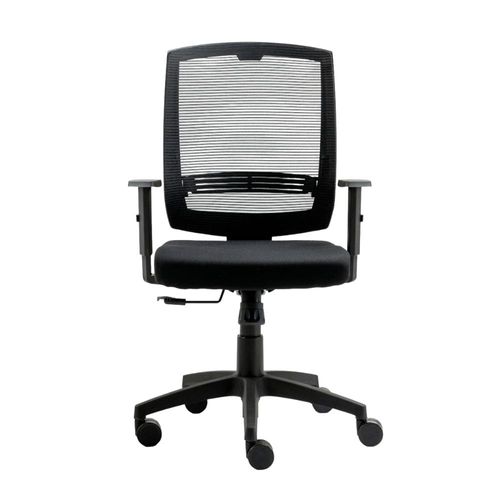 Cadeira de Escritório Giratória New Opus Roal Preta Encosto em Tela Base Nylon Syncron