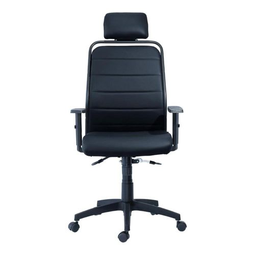 Cadeira de Escritório Estofada Presidente com Apoio de Cabeça Kron Preto com Mecanismo Syncron Roal