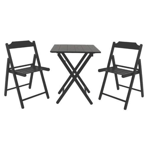 Conjunto de Mesa e Cadeiras Dobráveis Tramontina Beer em Madeira Teca Castanho Escuro 3 Peças