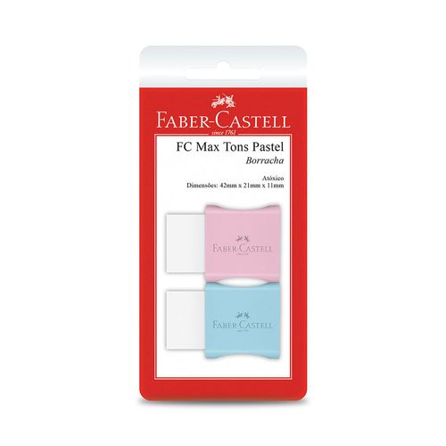 Kit Borracha Faber-Castell Max Branca Capa Plástica Tons Pastel com 4 Unidades Cores Diversas