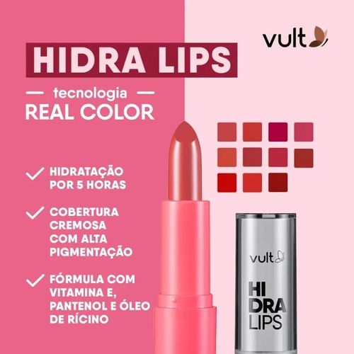 Batom Cremoso Hidra Lips Quartzo Rosa Vult 3,6g