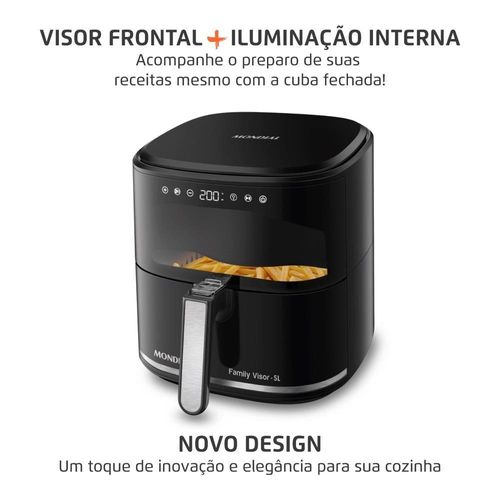Fritadeira air fryer mondial af-50-dv family visor 5l 2000w visor frontal digital touch preto