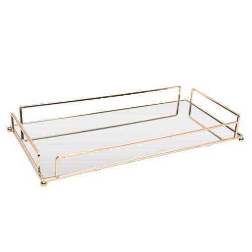 Bandeja wolff dourada de metal 36cm x 20cm x 5cm