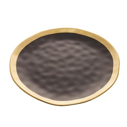 Prato para sobremesa wolff dubai preto de porcelana 22cm