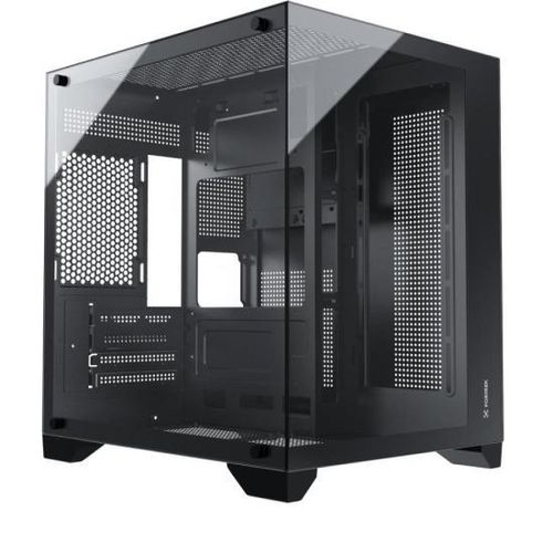 Gabinete gamer fortrek clarity preto lateral vidro
